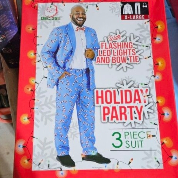 🍍Holiday Party Blue Suit with Flashing LED Lights - Picture 1 of 3